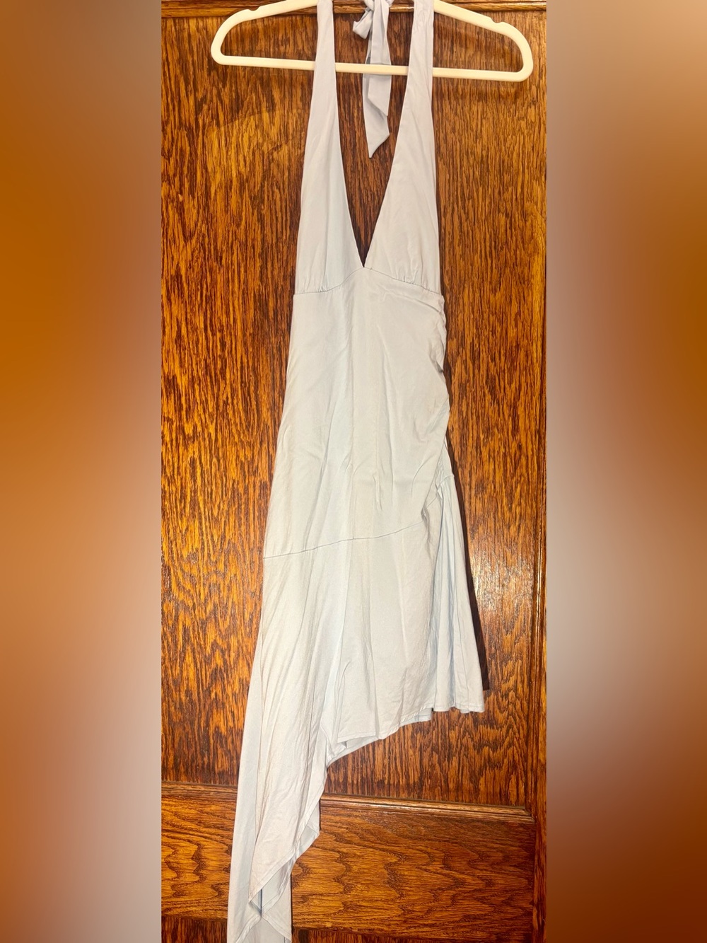 Bershka Light Blue Asymmetrical Halter Dress
